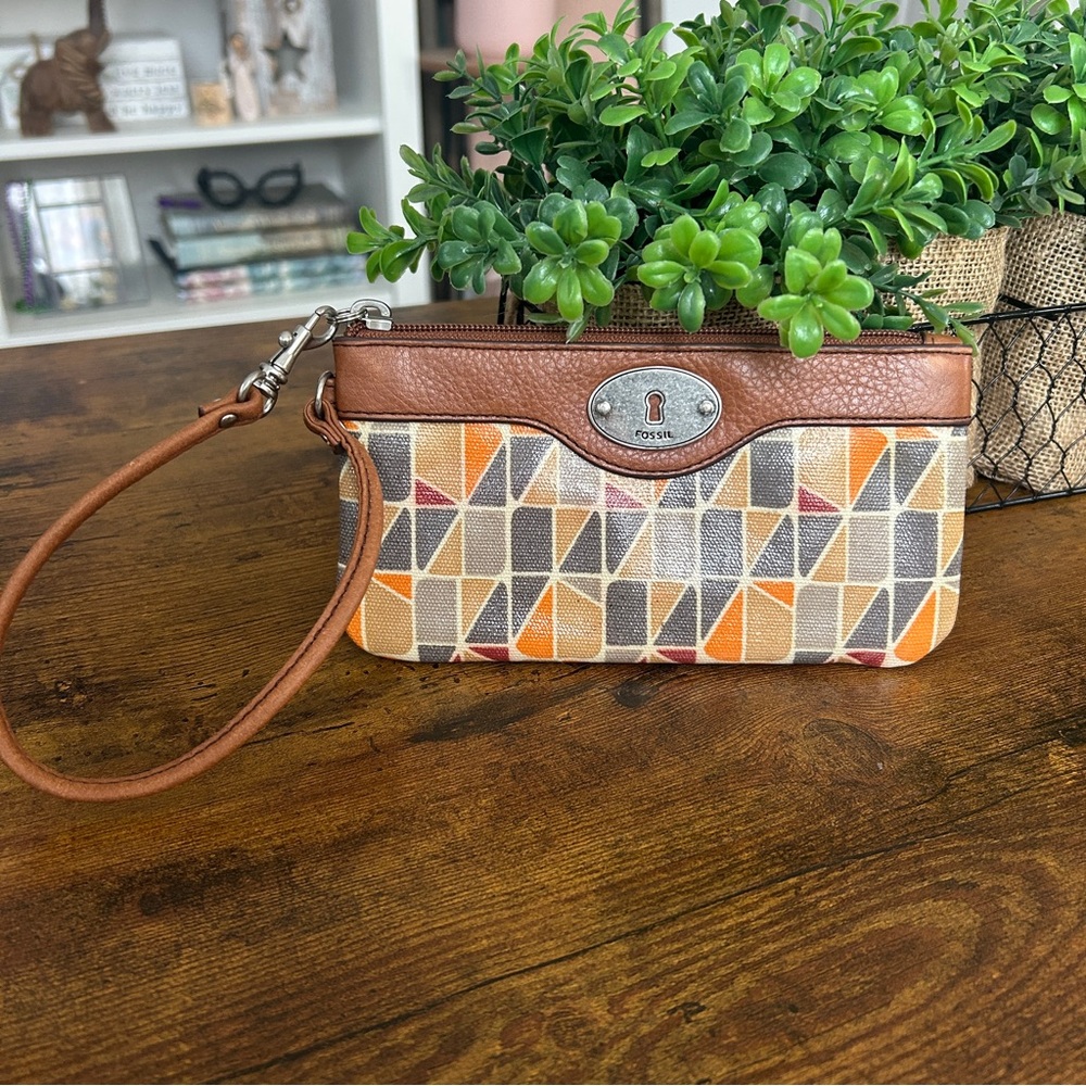 Fossil Key-Per Brown and Green Wallet